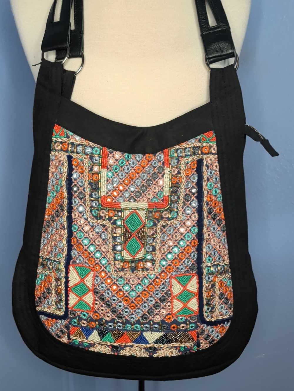 ricki BagsBeaded Embroidered  Canvas Handbag